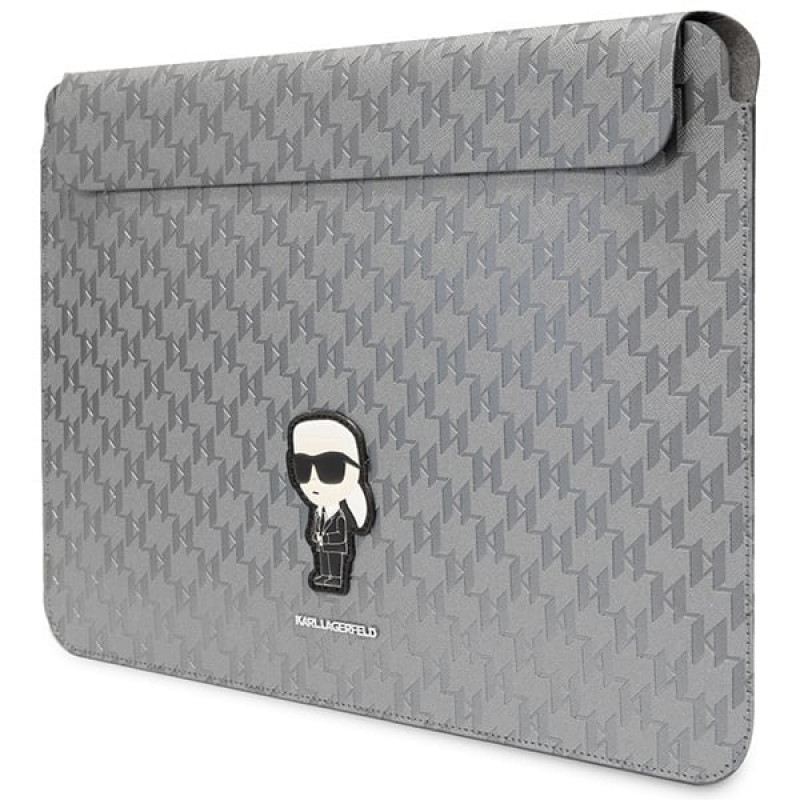 Mala para portátil Karl Lagerfeld KLCS14SAKHPKG para 14", prateada, Saffiano Monogram Ikonik
