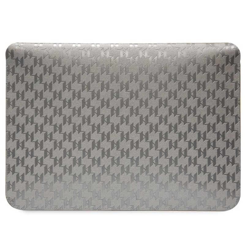 Mala para portátil Karl Lagerfeld KLCS14SAKHPKG para 14", prateada, Saffiano Monogram Ikonik