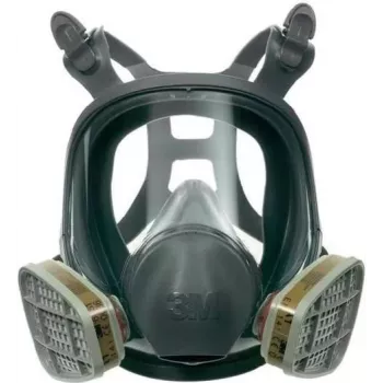 Máscara completa 3M 6800 reutilizável de proteção respiratória, tamanho M, silicone, lente de policarbonato, conexão de filtro bayonet, cinzento/preto