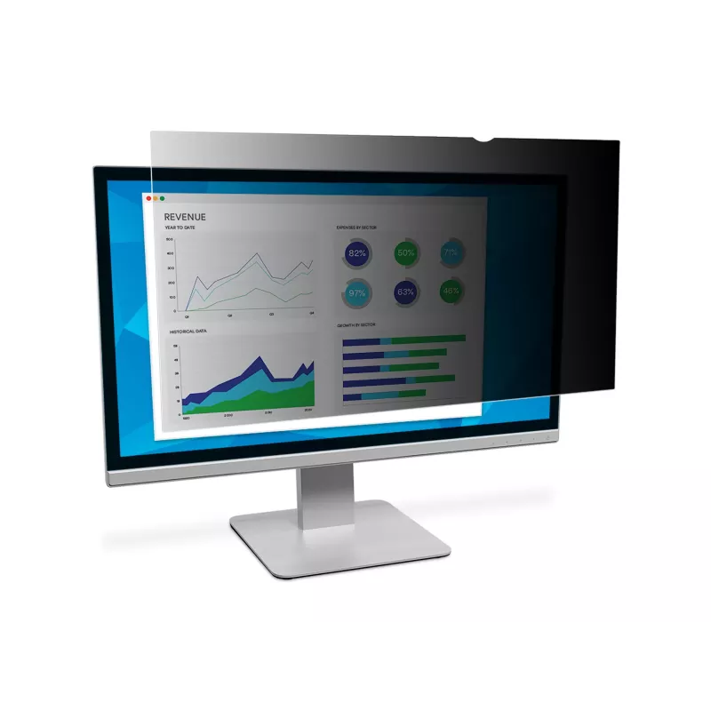 Filtro de privacidade preto 3M para monitor de 24 polegadas - adesivo removível de 2 vias - 16:9 - anti-reflexo
