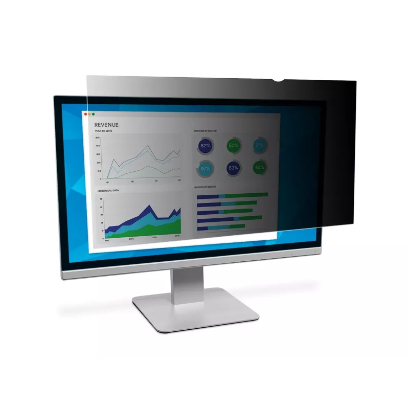Filtro de privacidade preto 3M para monitor de 24 polegadas - adesivo removível de 2 vias - 16:9 - anti-reflexo