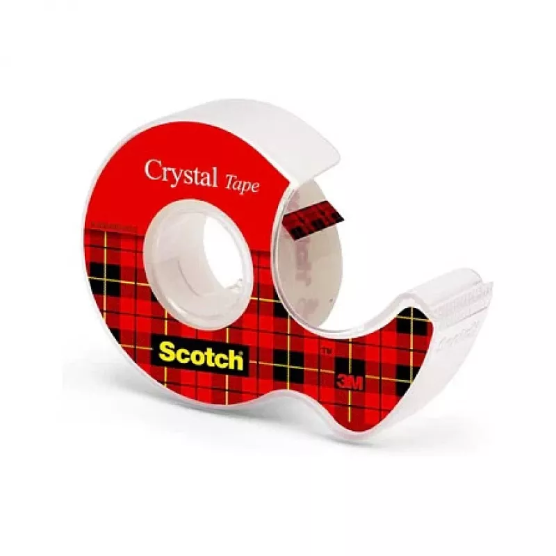 3M Scotch Crystal Clear 600 Fita adesiva com dispensador manual, 19 mm x 7,5 m, transparente 6-1975D
