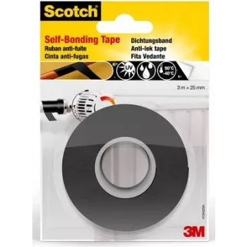 Fita de reparação em silicone autovulcanizante 3M Scotch 4704, 25 mm x 3 m, preto