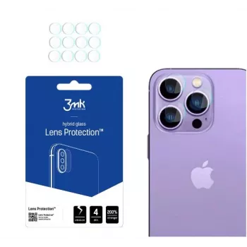 3MK Apple iPhone 14 Pro/14 Pro Max protetor de lente - vidro temperado e liga de alumínio, dureza 9H, preto