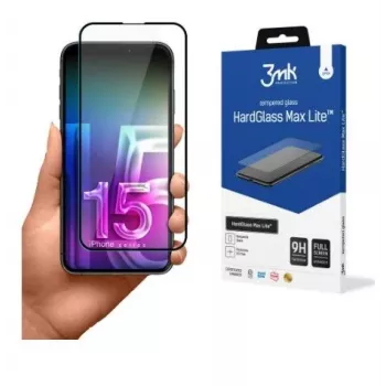 Película protetora de ecrã em vidro temperado 3MK HardGlass Max Lite para Apple iPhone 15 Pro preta