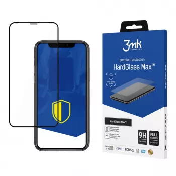 3MK Protetor de ecrã de vidro temperado HardGlass Max para Apple iPhone XR/11 preto