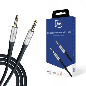 Cabo AUX 3MK jack 3,5 mm - jack 3,5 mm, 1 m, Preto