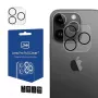 3MK Lens Pro Full Cover Proteção de lentes de câmara em vidro temperado para iPhone 14 Pro / 14 Pro Max com moldura de alumínio e moldura de montagem (1 unid., Preto)