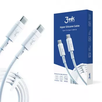 Cabo universal Hyper Silicone 3MK Type-C para Type-C 60W 3A Branco