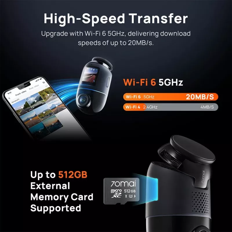 70mai Dash Cam 4K Omni X800 preto