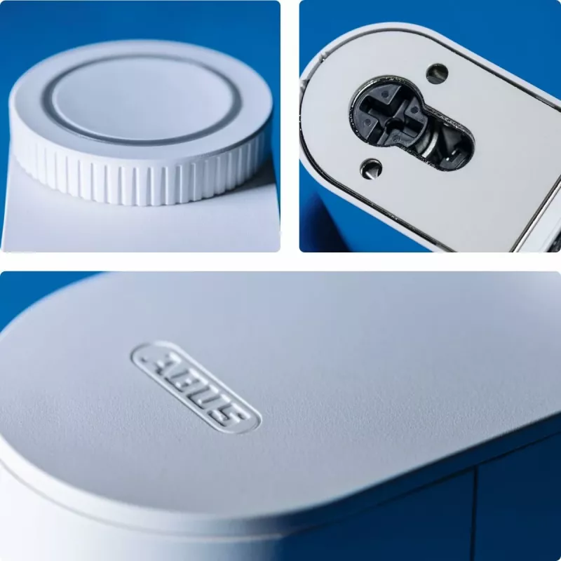 Acionador de fechadura de porta sem fios ABUS ABLO10000W – montagem à superfície para cilindro de perfil europeu, branco