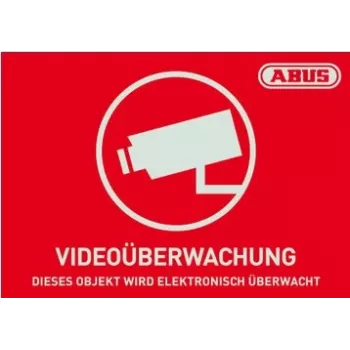 ABUS AU1421 Autocolante de alarme retangular vermelho/branco autoadesivo 74 x 52,5 mm