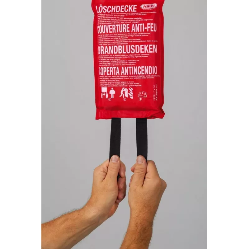 ABUS LD1118 Manta de Extinção 100 x 100 cm Fibra de Vidro Vermelho DIN EN 1869:2001 86672