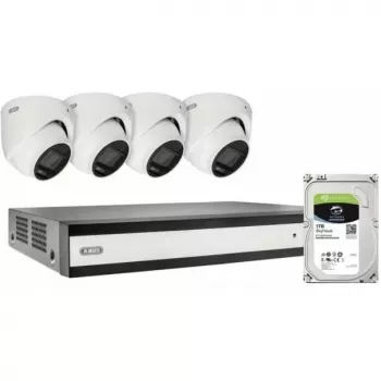 ABUS SECURITY-CENTER TVVR33843D conjunto de gravador híbrido analógico/IP 8 canais com 4 mini câmaras dome