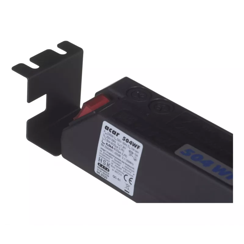 Régua de tomadas com proteção contra sobretensões EMI/RFI ACAR 504WF, 5 tomadas Schuko, cabo de 3 m, preto