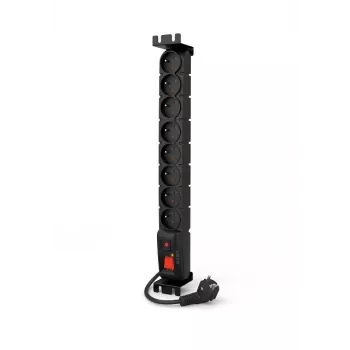 ACAR S8 FA RACK Régua de tomadas 8 tomadas montagem em rack 19 polegadas com proteção contra sobretensão, cabo 5m, preto
