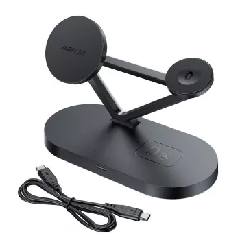 Carregador sem fios Qi de 15W ACEFAST para iPhone com MagSafe, suporte magnético para Apple Watch e Apple AirPods preto
