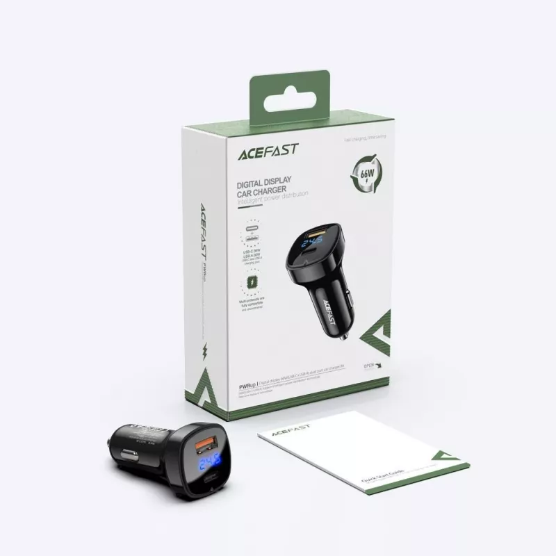ACEFAST carregador de automóvel 66W USB Type-C / USB, PPS, Power Delivery, Quick Charge 4.0, AFC, FCP preto (B4 black)