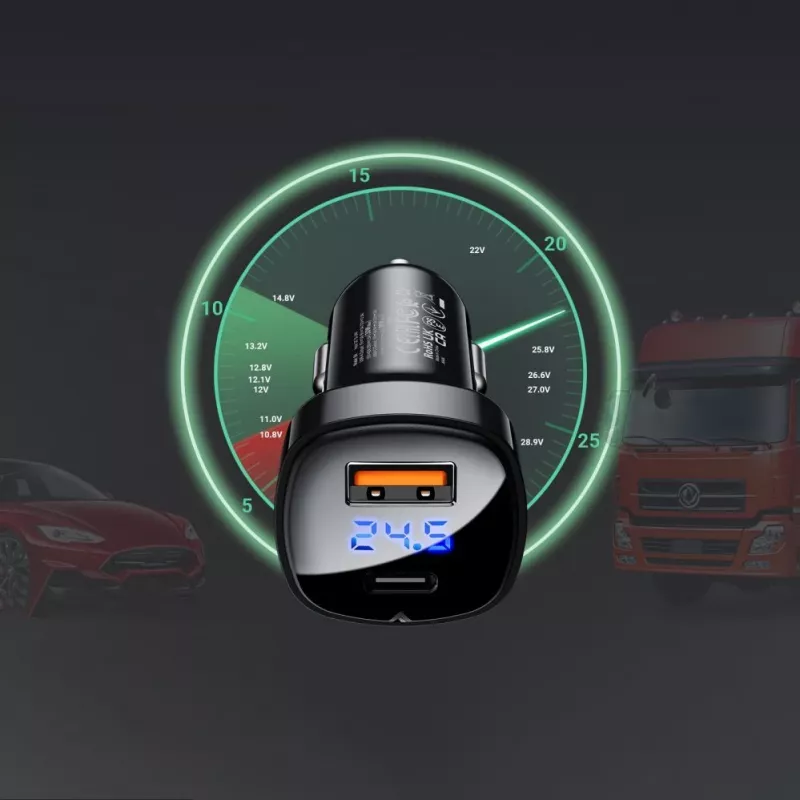 ACEFAST carregador de automóvel 66W USB Type-C / USB, PPS, Power Delivery, Quick Charge 4.0, AFC, FCP preto (B4 black)