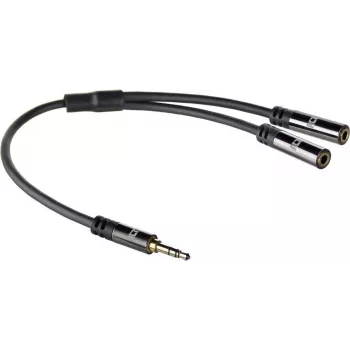 ACT AC3620 Cabo divisor de áudio 0,15 m ficha de 3,5 mm para 2x conector fêmea preto