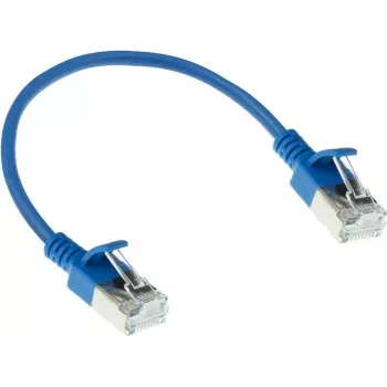 Cabo de rede slimline ACT azul 0,15 m LSZH U/FTP CAT6A para datacenter, snagless, com fichas RJ45 (DC7630)