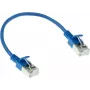 Cabo de rede slimline ACT azul 0,15 m LSZH U/FTP CAT6A para datacenter, snagless, com fichas RJ45 (DC7630)
