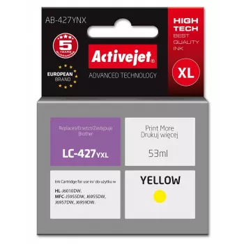Cartucho de tinta Activejet AB-427YNX para impressora Brother, substituto do Brother LC-427YXL, Supreme, 53 ml, amarelo