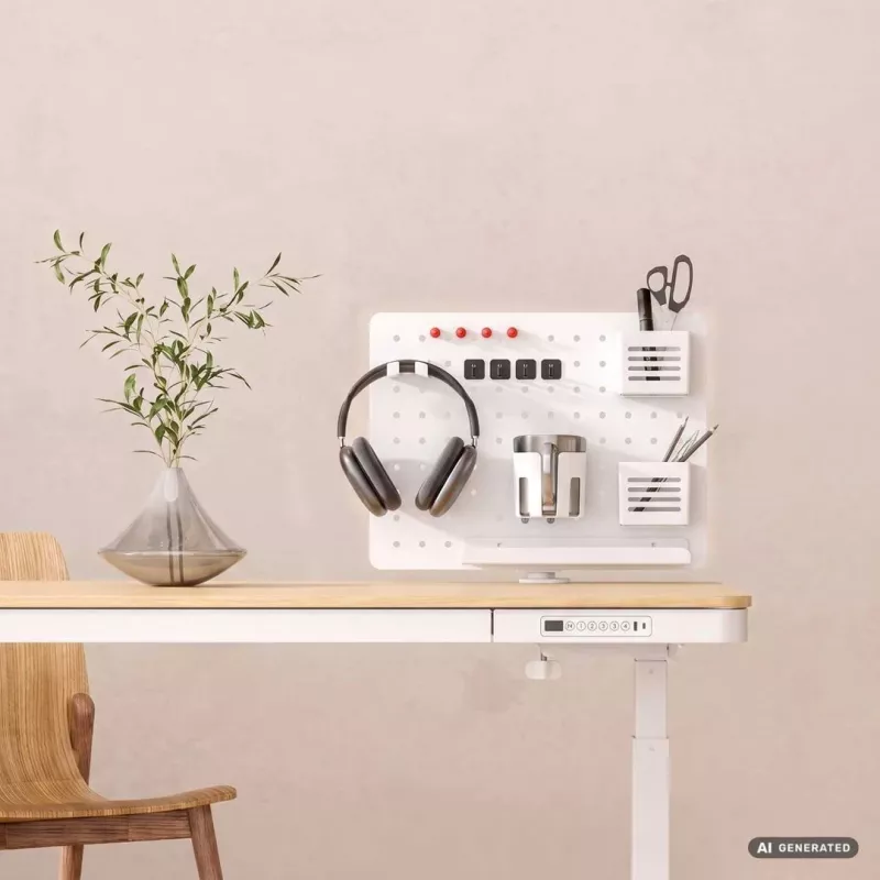 Organizador de secretária Activejet APB-002W rotativo com placa perfurada, cinzento e branco