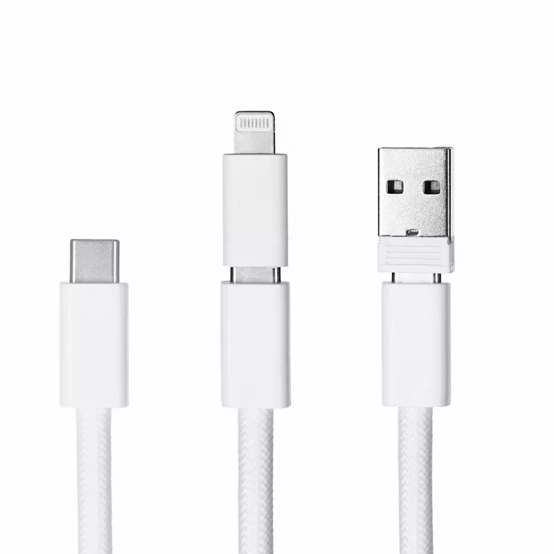Activejet Cordão com cabo de carregamento 3-em-1, branco