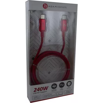ADAM ELEMENTS Adam Cotton cabo USB-C para USB-C 240W 1,2m vermelho (ACBADP120RD)