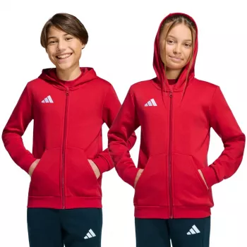 Sweatshirt com capuz adidas Entrada 26 com fecho completo criança vermelho KH1781 128cm