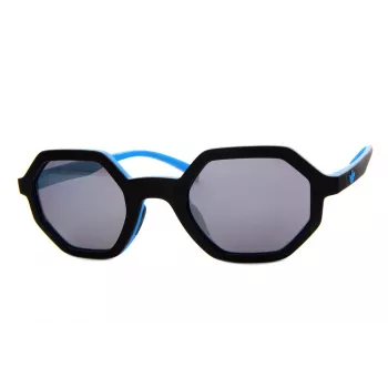 Adidas Originals AOR020-009027 Óculos de sol unissexo retangulares, armação preta, lentes cinzentas, 48 mm