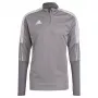 Casaco de treino adidas Tiro 21 Grey Four GH7301 homem Slim Fit meio fecho manga comprida AEROREADY poliéster reciclado