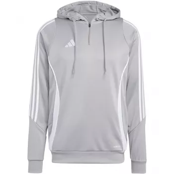Hoodie de treino adidas Tiro 24 para homem, Medium Grey Heather/Preto, Slim Fit, AEROREADY, poliéster reciclado