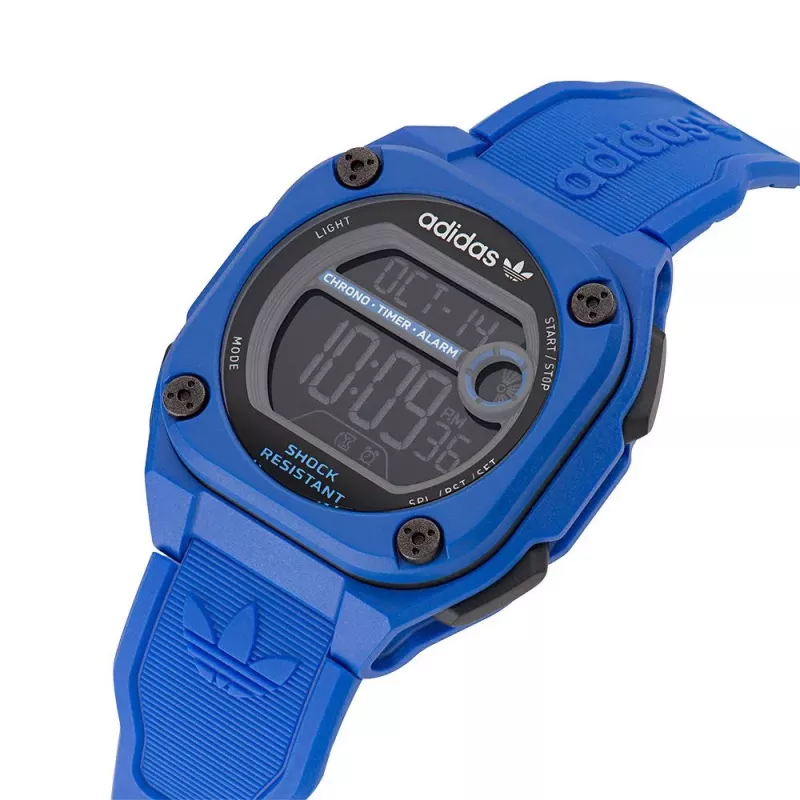 Adidas Relógio digital de quartzo unissexo AOST23061 45 mm Preto resina silicone