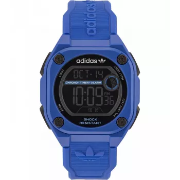 Adidas Relógio digital de quartzo unissexo AOST23061 45 mm Preto resina silicone