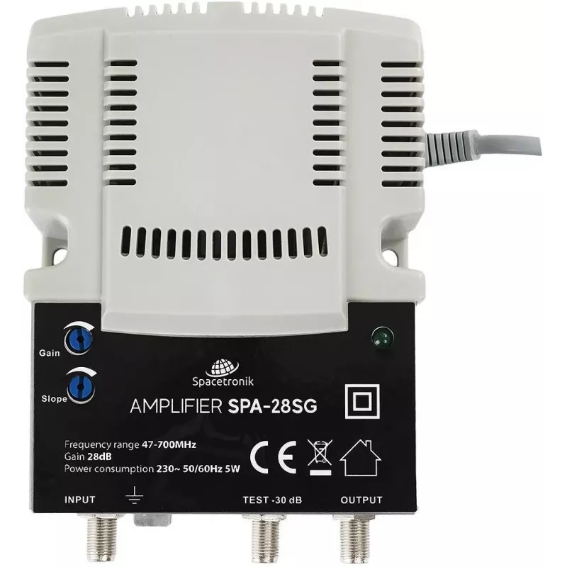 Amplificador de sinal de TV terrestre e por cabo ajustável Spacetronik SPA-28SG LTE II