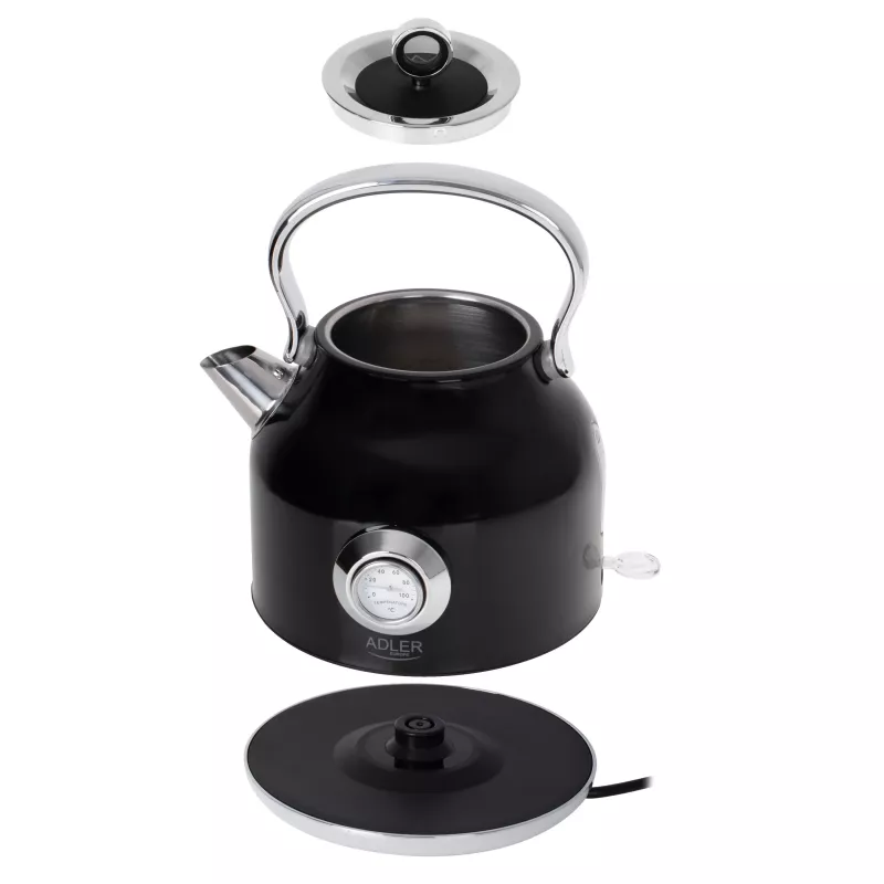 Chaleira elétrica Adler AD 1346B 1,7 L, 2200 W, preto, metálico