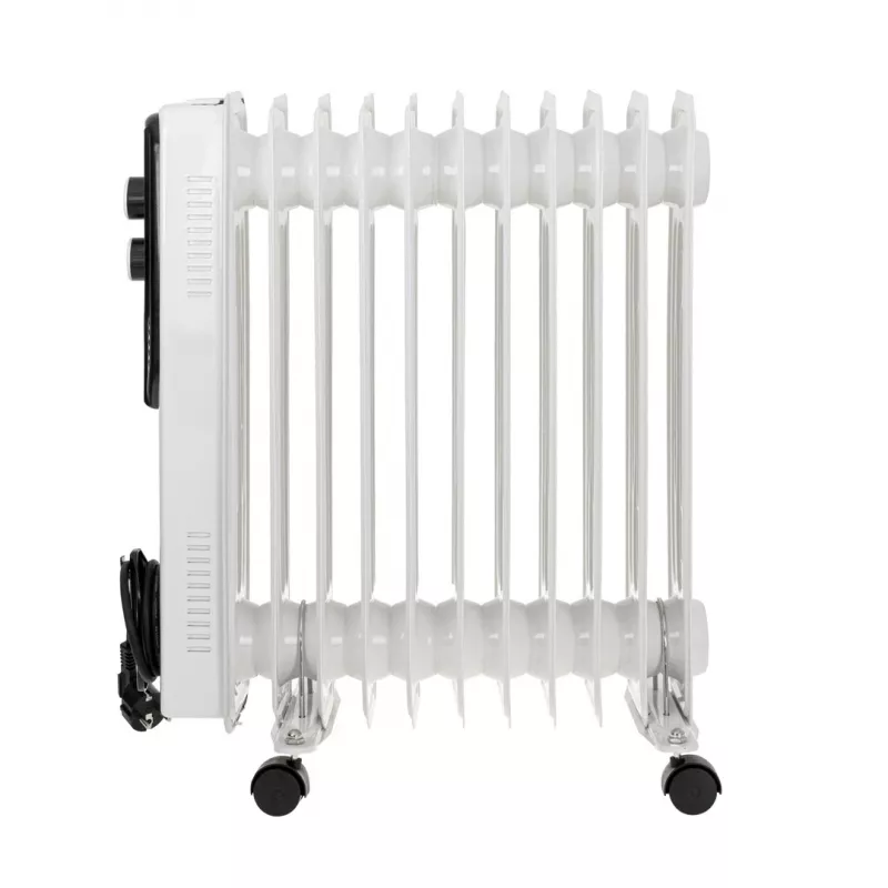 Radiador a óleo Adler AD 7817, 11 elementos, 2500W, 3 níveis de aquecimento, termostato ajustável, proteção contra sobreaquecimento e queda, rodas e pega, Preto