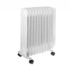 Radiador a óleo Adler AD 7817, 11 elementos, 2500W, 3 níveis de aquecimento, termostato ajustável, proteção contra sobreaquecimento e queda, rodas e pega, Preto