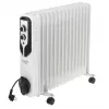 Radiador a óleo Adler AD 7819, 2000W, 9 elementos, 3 níveis de aquecimento, termostato regulável, proteção contra sobreaquecimento, rodas integradas, branco/cinzento