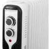 Radiador a óleo Adler AD 7819, 2000W, 9 elementos, 3 níveis de aquecimento, termostato regulável, proteção contra sobreaquecimento, rodas integradas, branco/cinzento