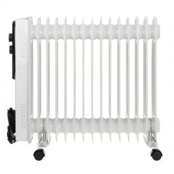Radiador a óleo Adler AD 7819, 2000W, 9 elementos, 3 níveis de aquecimento, termostato regulável, proteção contra sobreaquecimento, rodas integradas, branco/cinzento