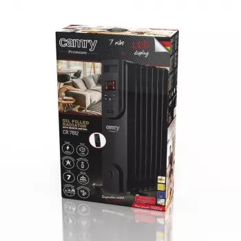 Radiador a óleo elétrico Adler CR 7812 com comando, 7 elementos, 1500 W, Preto