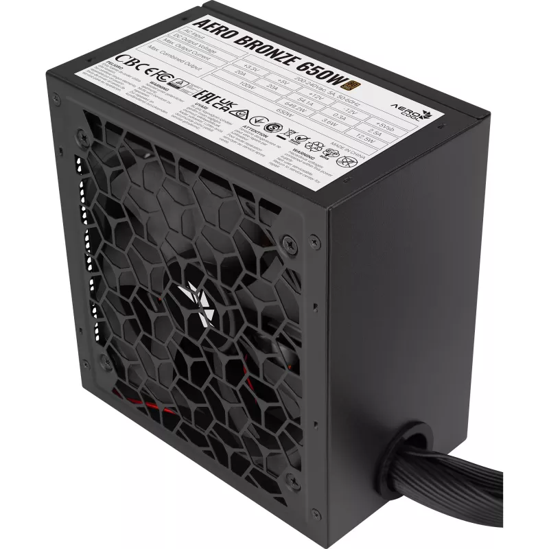 Caixa de PC Mid Tower Aerocool B509A Flow-G-BK-v1 com fonte de alimentação de 650W, vidro temperado, preto