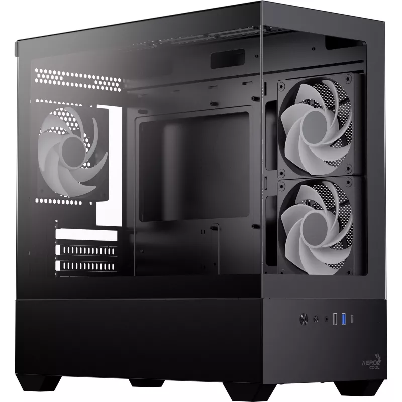 AEROCOOL P300D G-BK-v1 caixa Mini Tower ATX, preta, vidro temperado