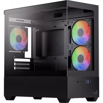 AEROCOOL P300D G-BK-v1 caixa Mini Tower ATX, preta, vidro temperado
