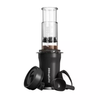 Prensa de café de viagem AeroPress Go Plus com copo isotérmico - preto