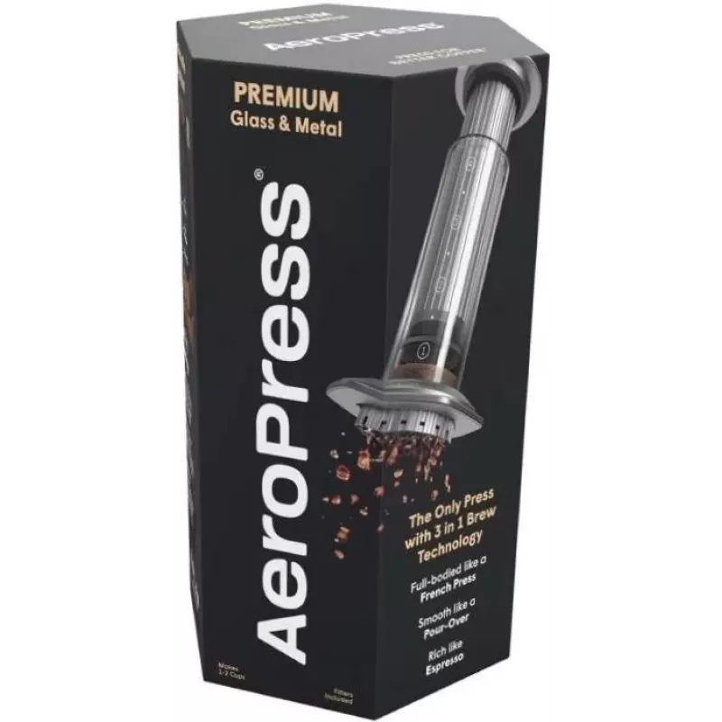 Máquina de café AeroPress Premium com 350 filtros, preparação manual de espresso e cold brew, sem BPA, cinzento escuro
