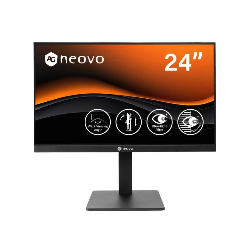 AG Neovo LH2404 monitor LED ergonómico de 24 polegadas, Full HD 1080p, 120 Hz, 250 cd/m², HDMI, DisplayPort